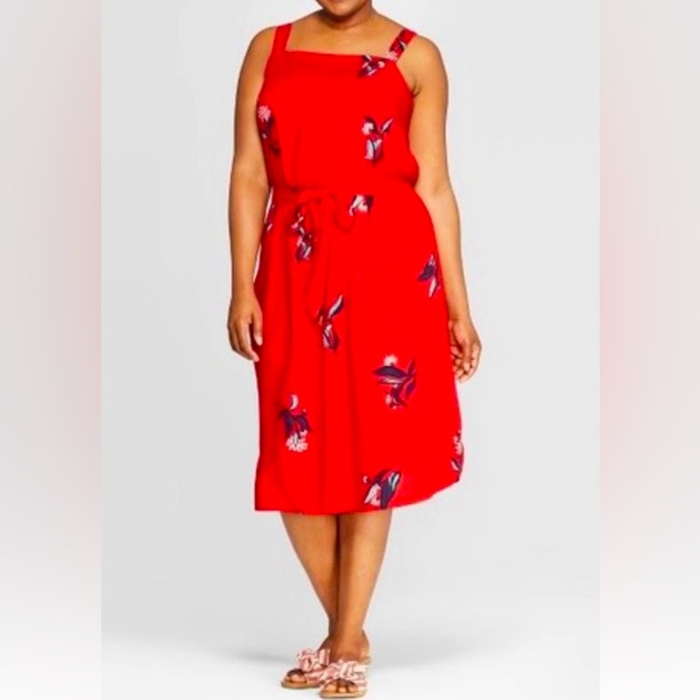 Ava & Viv Red Sleeveless Sundress with Square Neck sz 2x